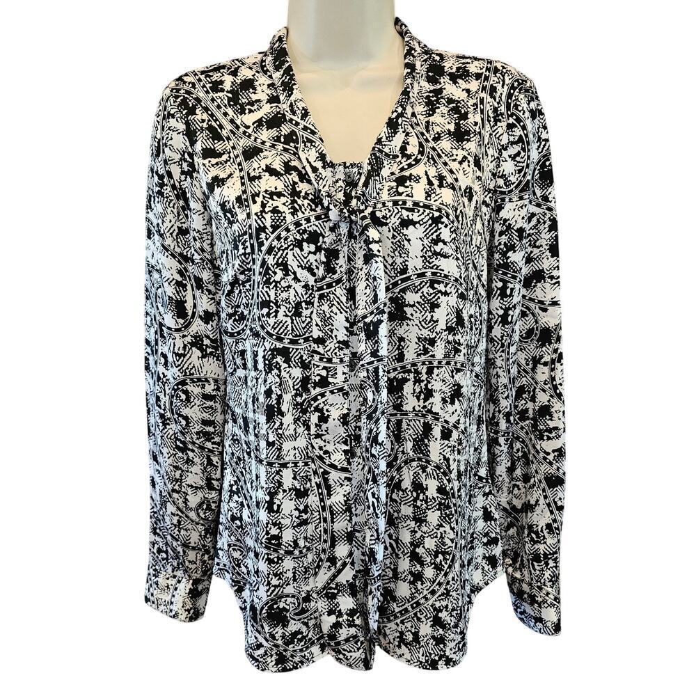 Brooks Brothers Sz 2 Paisley whimsigoth Tie-Neck Button Up Top preppy EUC career